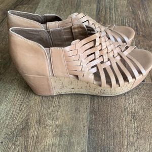 Chocolate Blu cork wedge Sandler